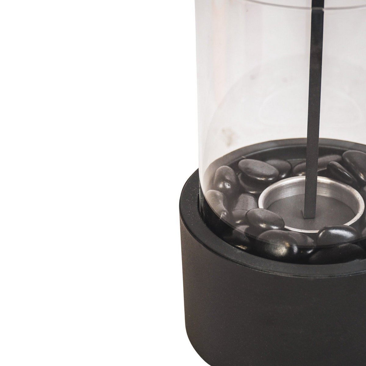 Housevitamin - Tafelbrander - Ronde - metaal/glas - zwart - 21x21x28 cm