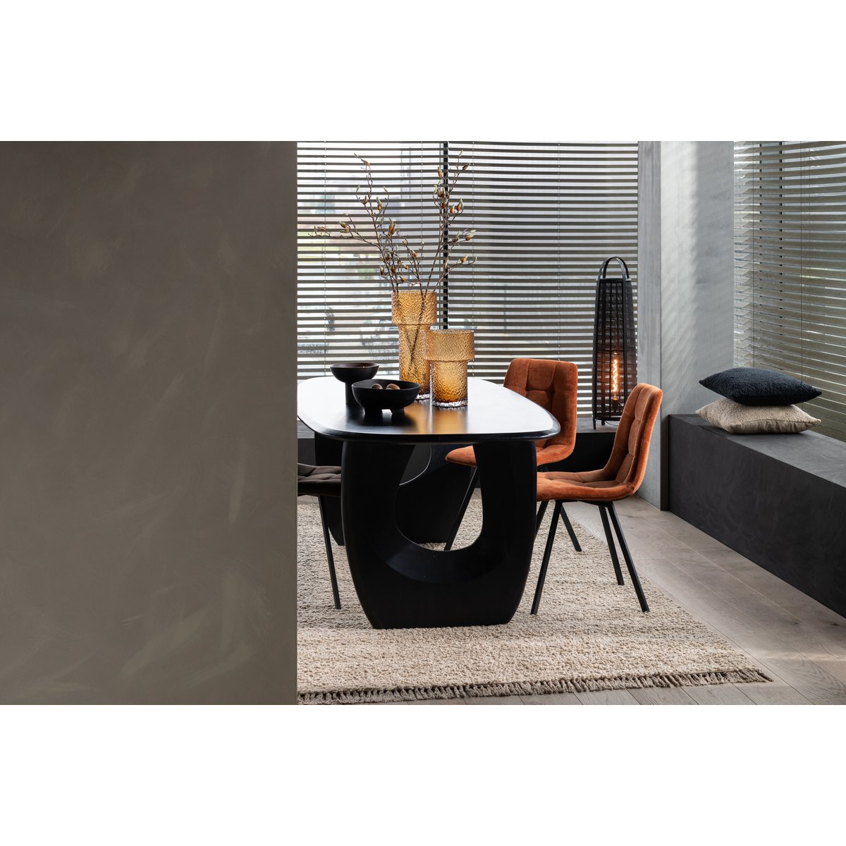 J-Line - Lampe Don Baumwolle Bambus Schwarz