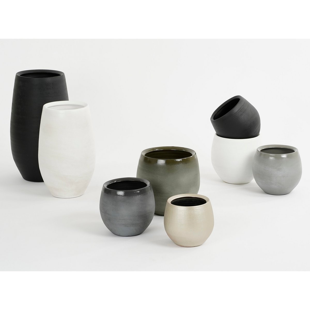 Glimmerdekorationen – Douro-Vase, gebrochenes Weiß – H50xT29cm