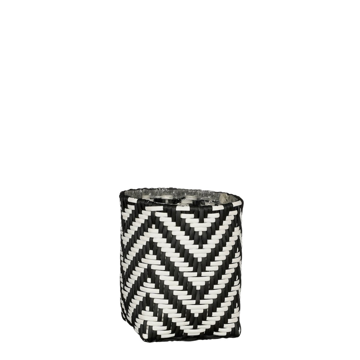 Mica Decorations - Merlijn Plantenmand voor Buiten - Set van 3 - H26 x Ø24 cm - Gerecycled Plastic - Zwart, Wit