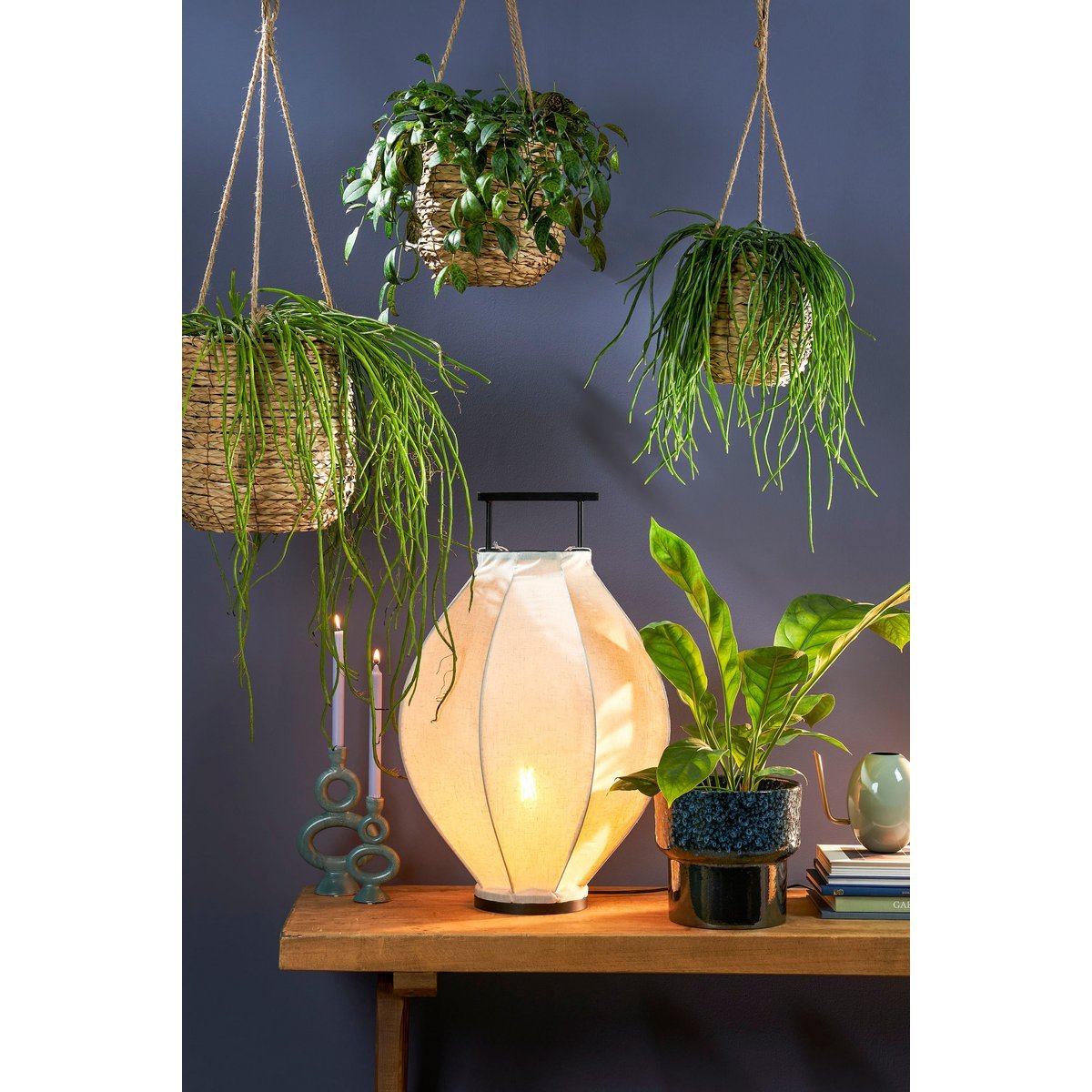 Mica Decorations - Avalon Hangpot - Set van 3 - H90 x Ø30 cm - Zeegras - Lichtbruin