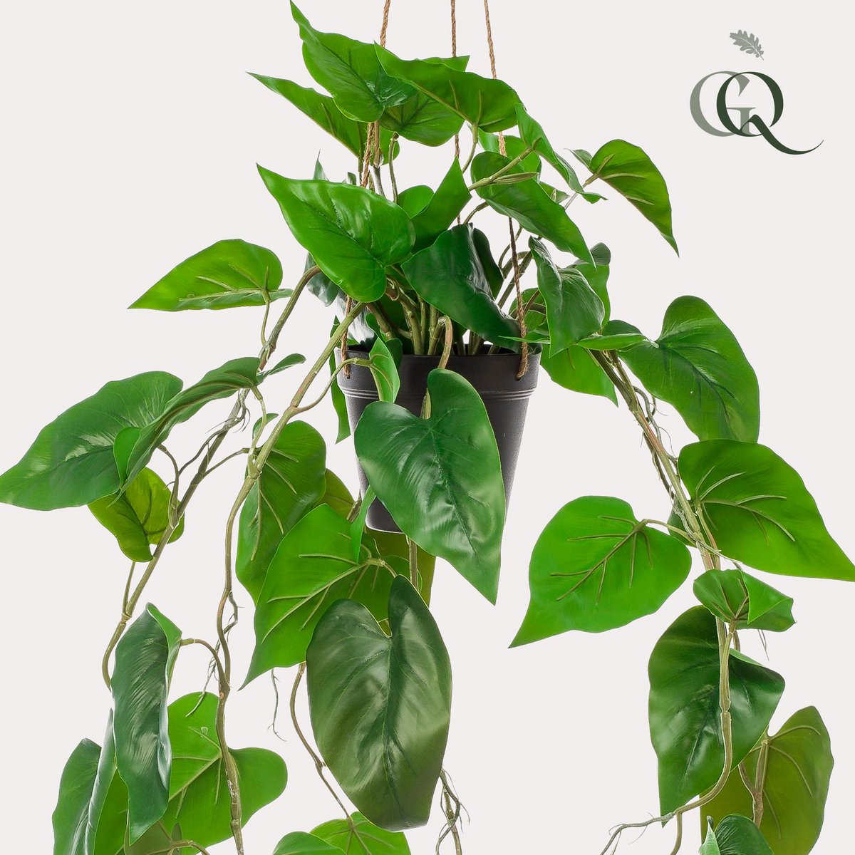 Green BoutiQ - Kunstplant - Philodendron scandens - Klimmende Boomliefhebber - 80 cm
