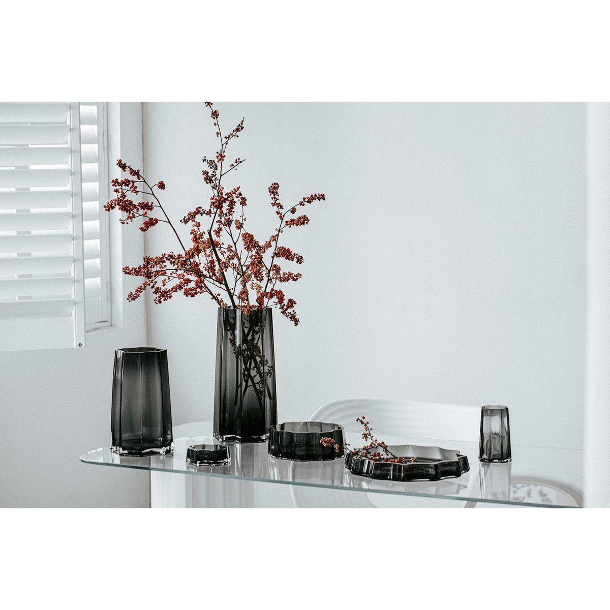 Element Accessories - Modern-Klassiek Luxe hoge vaas, stijlvol Belgisch design, LENOX 40 Grijs