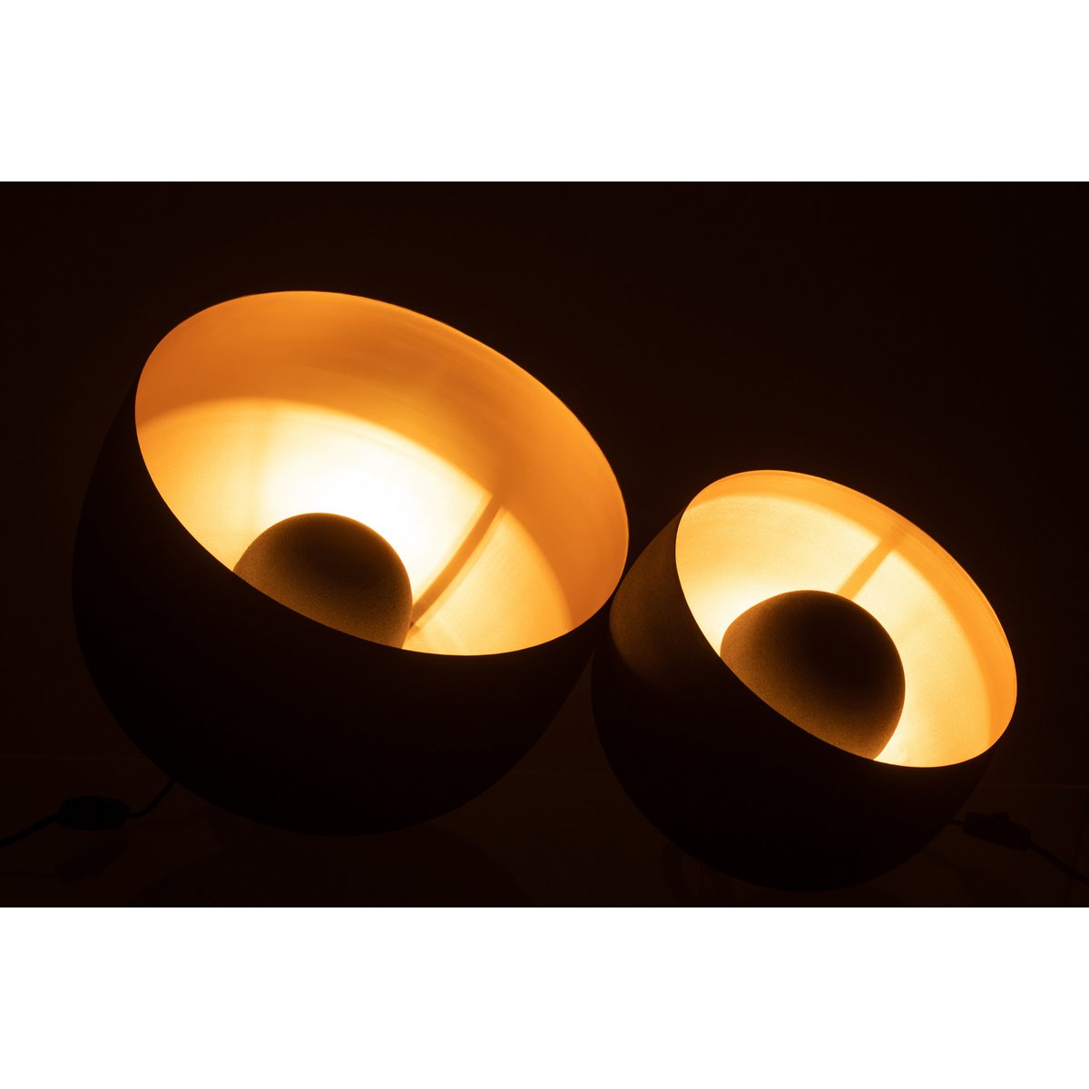 J-Line - Lampe rund - Metall - Schwarz/Gold - Groß