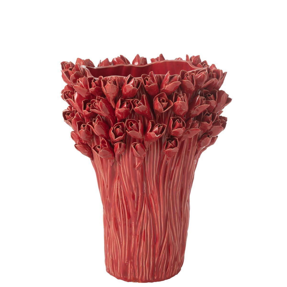 J-Line - vaas Ambrosia - keramiek - rood - large - Ø 35 cm