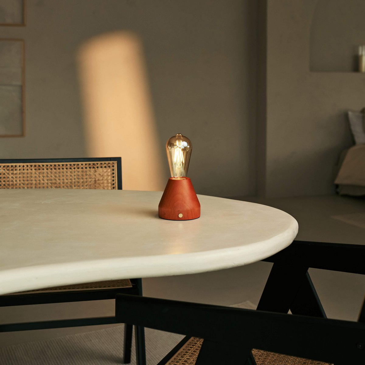 Tavellio-Amsterdam - Zavi kastanje bruin oplaadbare LED-tafellamp | Dimbaar en draagbaar | Batterijduur van 80 uur