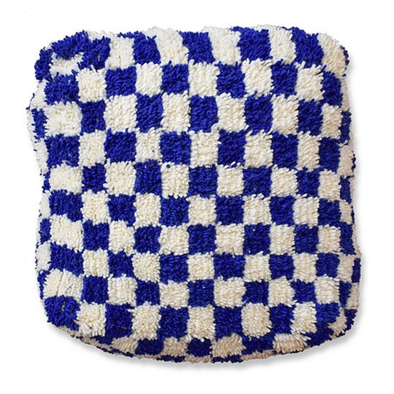 Poufs & Kissen – Kariertes Bodenkissen – Blau und Weiß