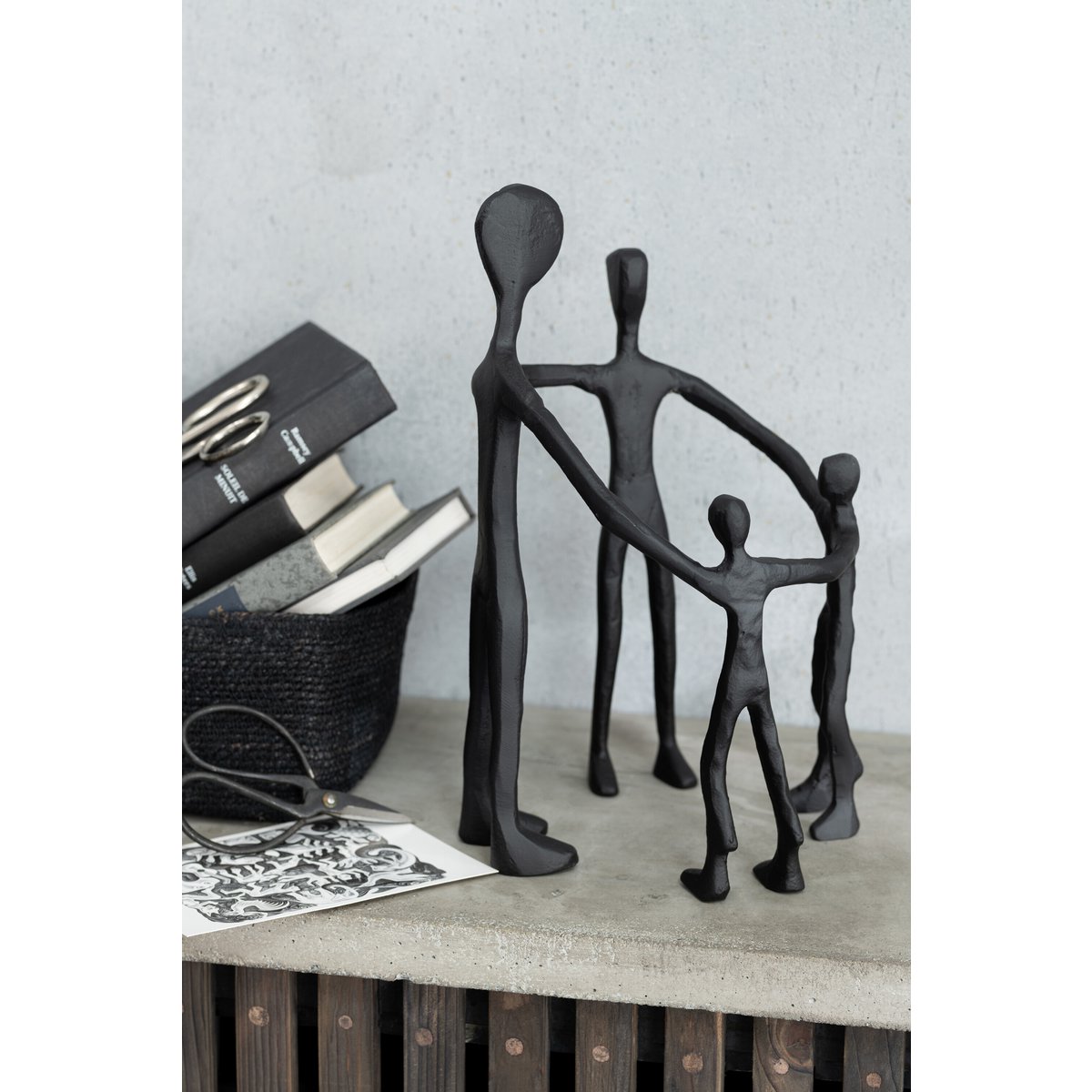 J-Line - Figur Family Circle - Aluminium - Schwarz