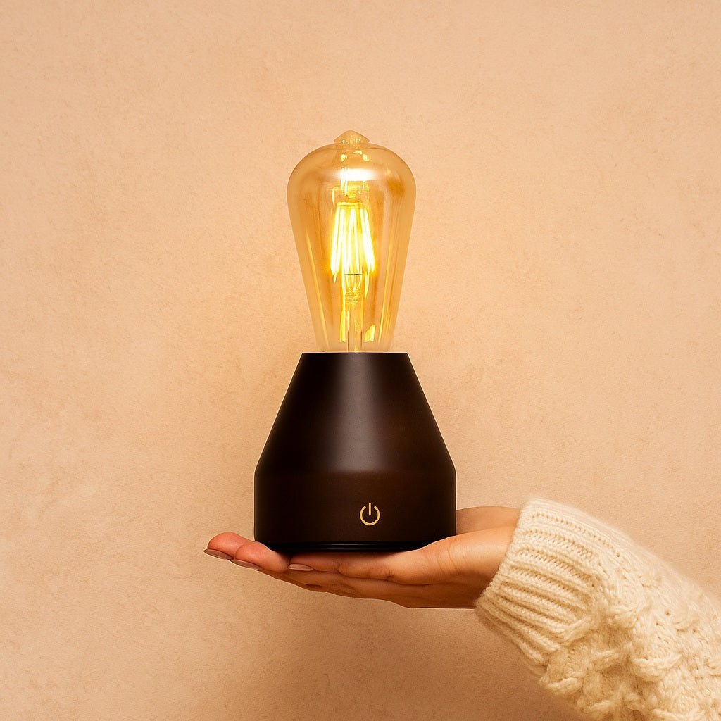 Tavellio-Amsterdam - Zavi donkerbruine oplaadbare LED-tafellamp | Dimbaar en draagbaar | Batterijduur van 80 uur