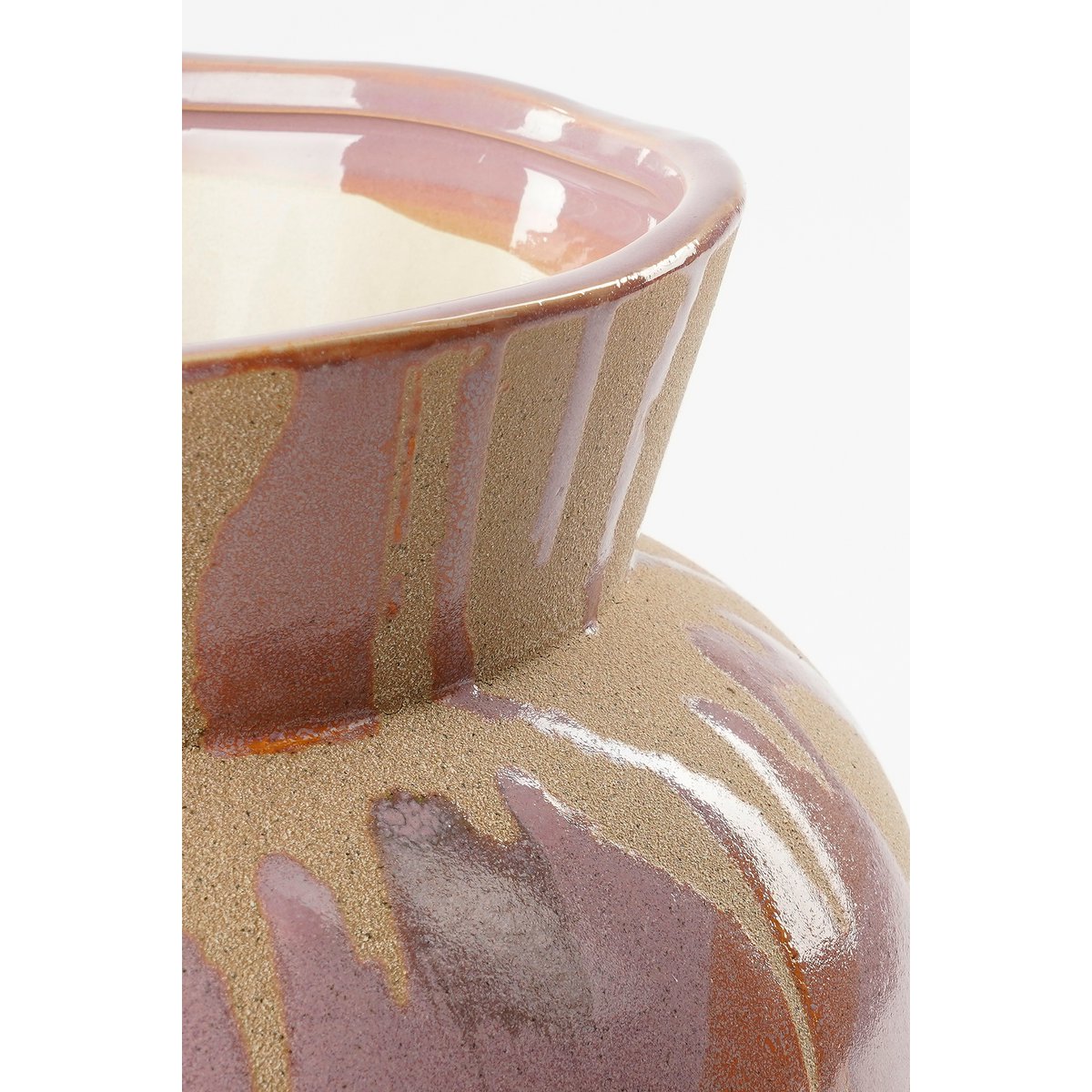 Glimmerdekorationen - Javi Vase - H28 x Ø28 cm - Keramik - Rosa, Beige