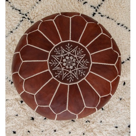 Poufs & Kissen - Lederpouf - honigbraun - gefüllt geliefert