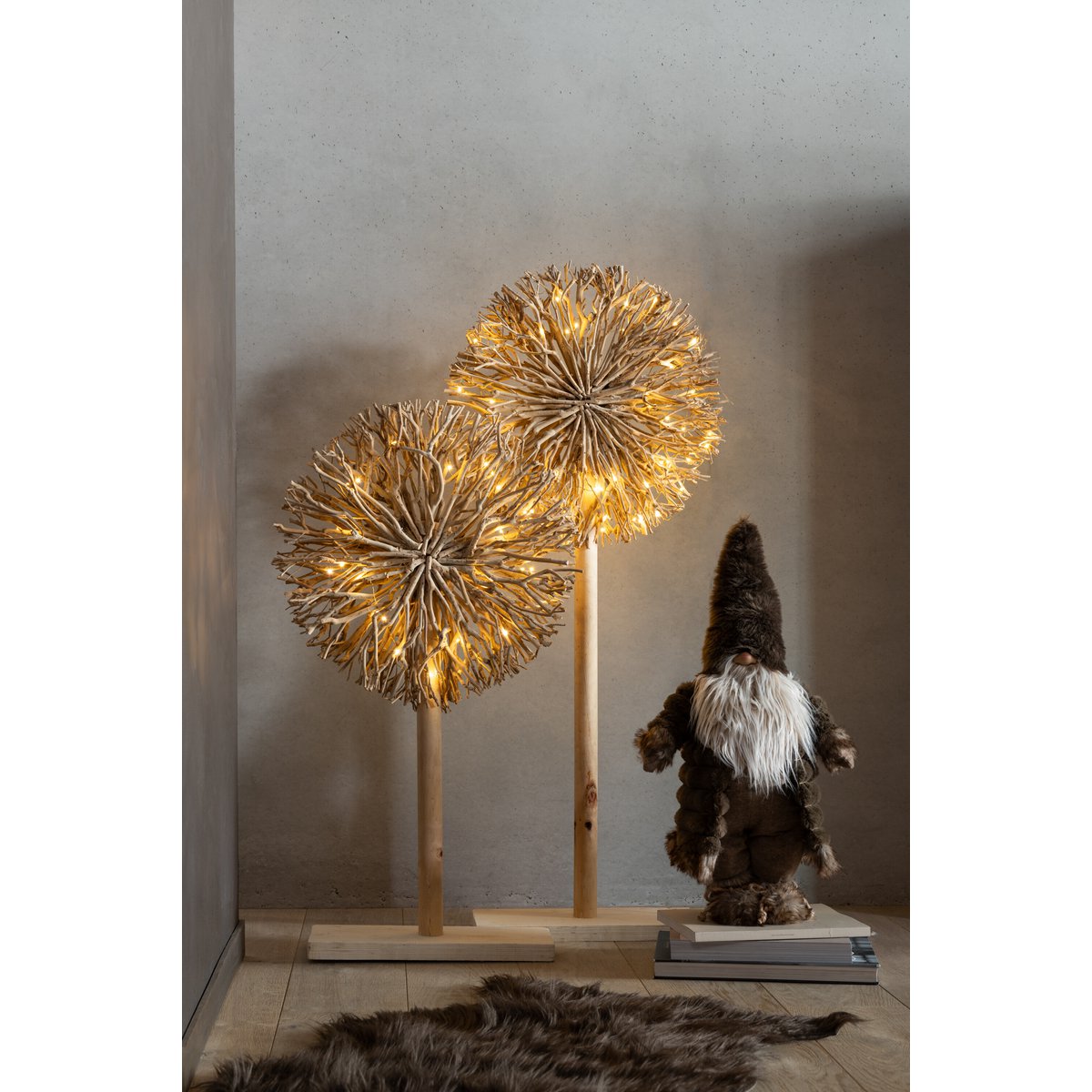 J-Line - Dekorative Weihnachtsfigur 'Waldzwerg' (Braun, Größe S)