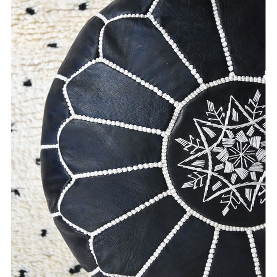 Poufs & Kissen - Lederpouf - dunkelblau - gefüllt geliefert