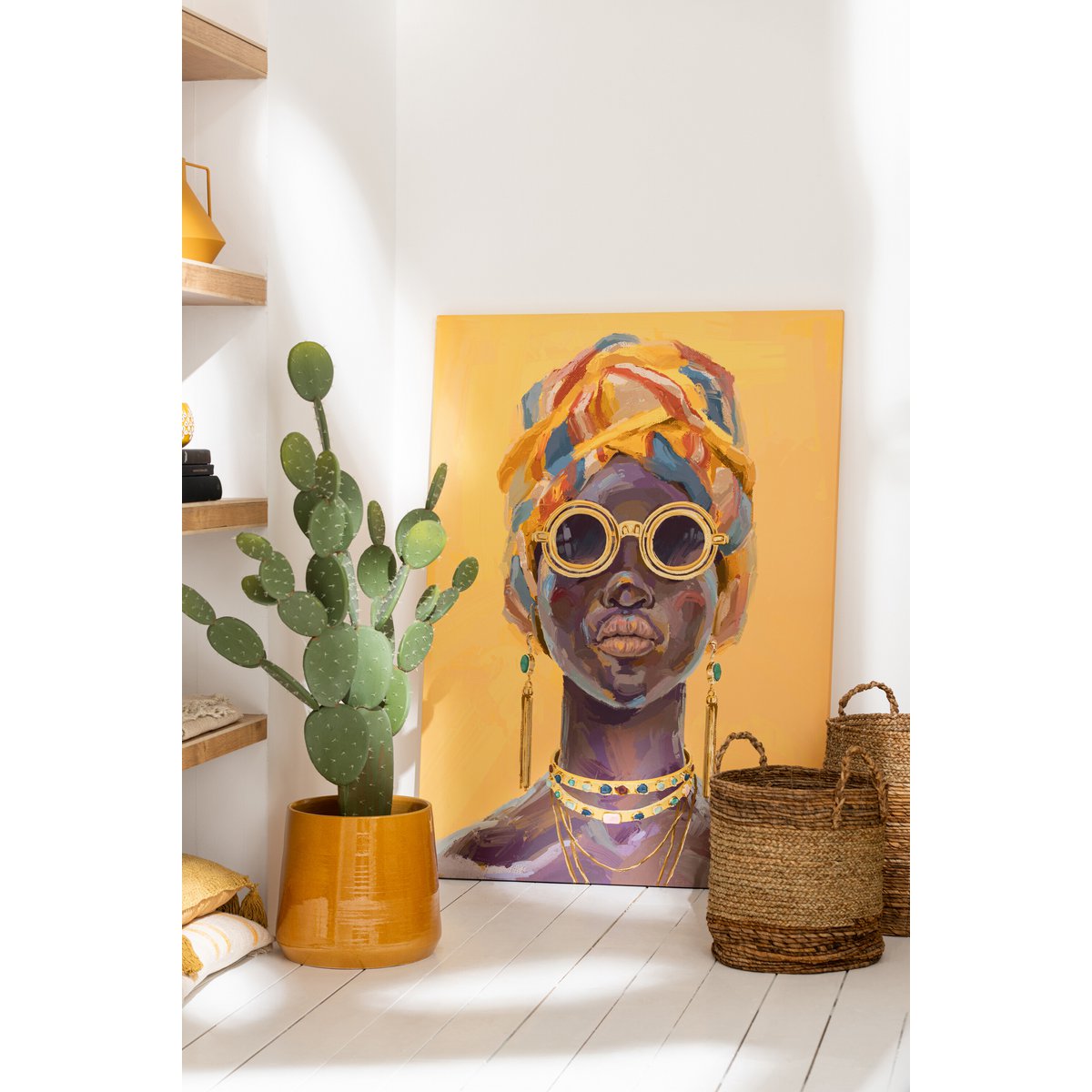 J-Line - Kaktus+Topf Kunststoff Grün/Melamin Weiß XL