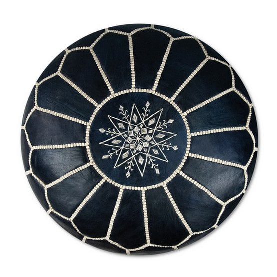 Poufs & Kissen - Lederpouf - dunkelblau - gefüllt geliefert