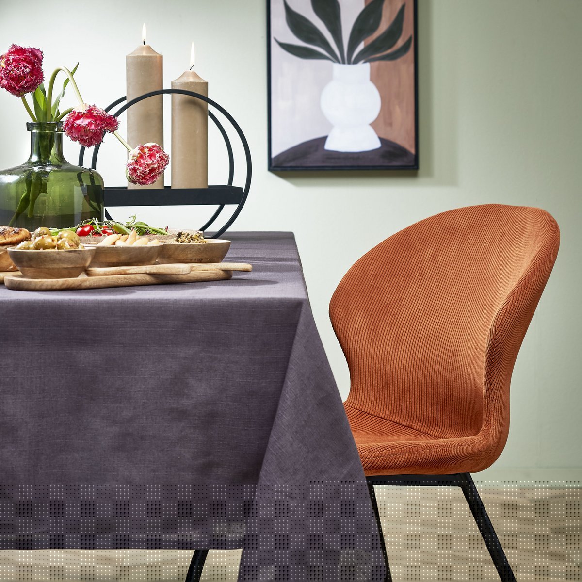 Mica Decorations - Regal Fles Vaas - H22 x Ø20 cm - Glas - Groen