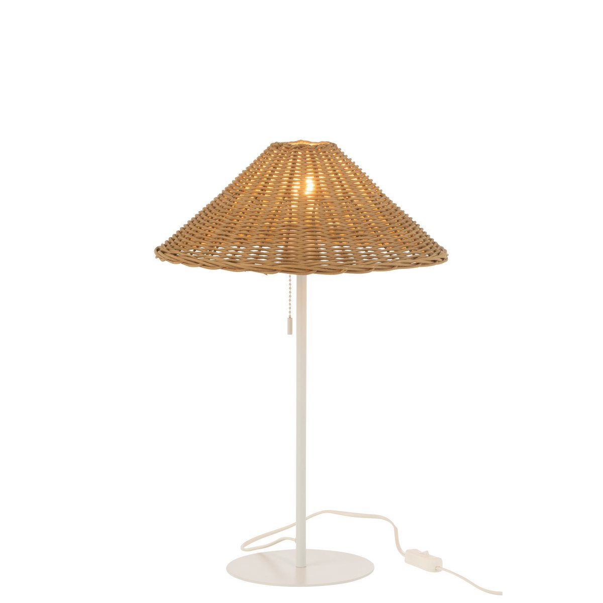 J-Line - Tischlampe - Metall/Rattan - Weiß/Natur