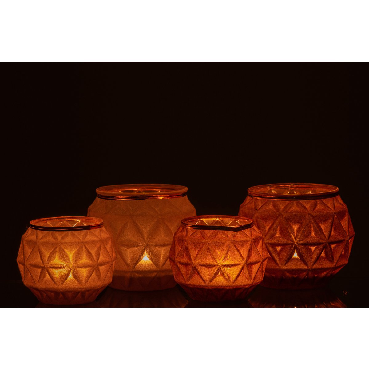 J-Line – Teelichthalter-Kugel – Glas/Samt – Ocker – Groß