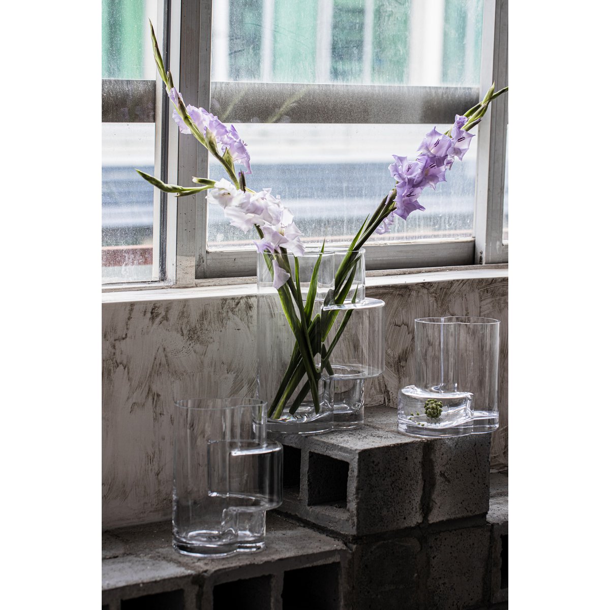 Element Accessories - Glazen vaas van top innovatief design met constructivistische touch, FUSION 20 helder glas