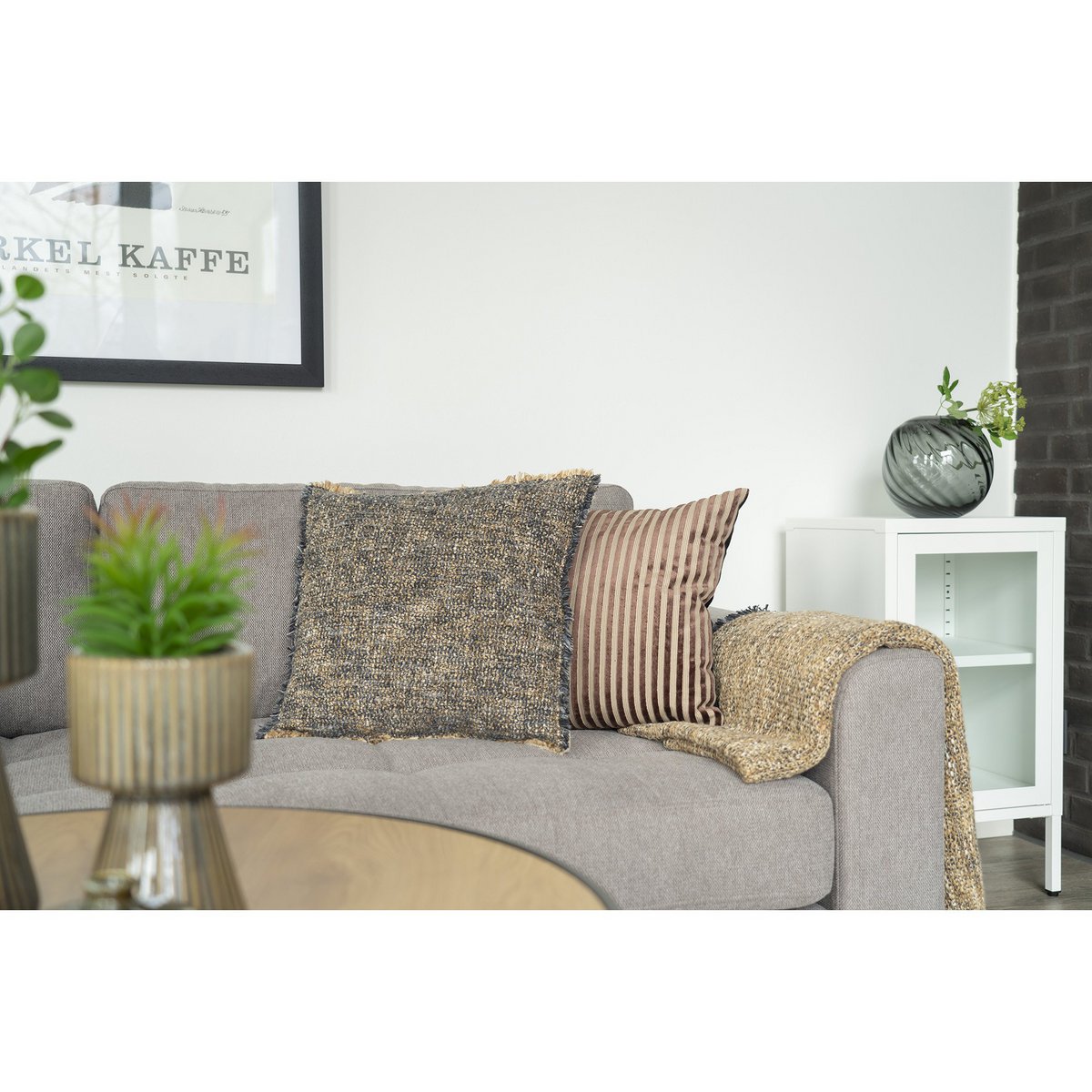 House Nordic - Ely Kissen, blau/gelb, 45x45 cm - Kissen, blau/gelb, 45x45 cm