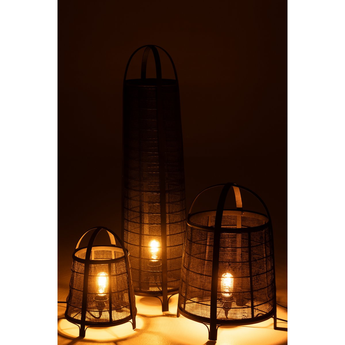 J-Line - Lampe Don Baumwolle Bambus Schwarz