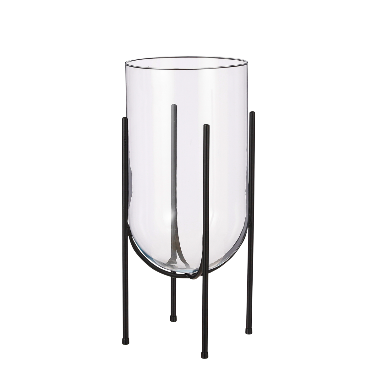 Mica Decorations - Jamey Vase auf Ständer - H50 x Ø24 cm - Transparent, Schwarz