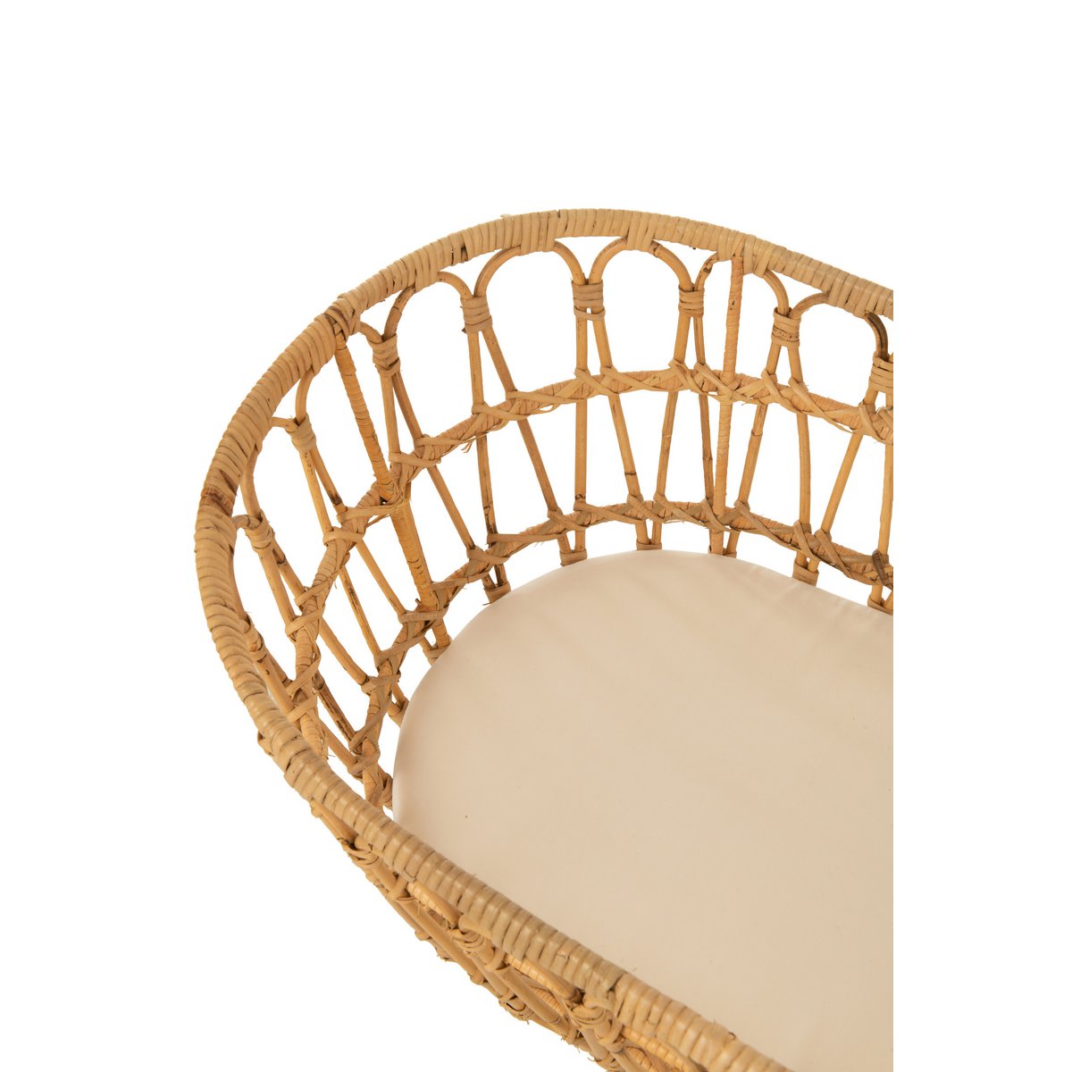 J-Line - kinderbed + matras - rotan/metaal - naturel/wit