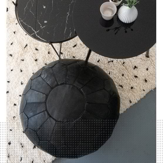 Poufs & Kissen - Lederpouf - schwarz (XL) - gefüllt geliefert