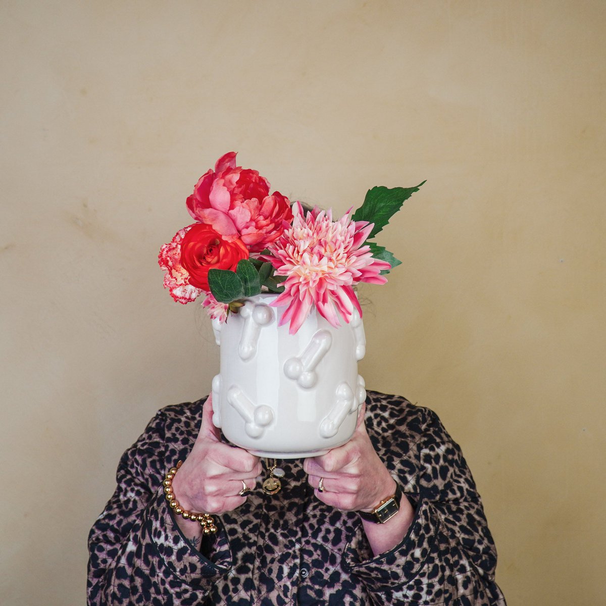 Housevitamin - Pot - Dick - Keramiek - Beige - 17,5x17,5x17,5cm