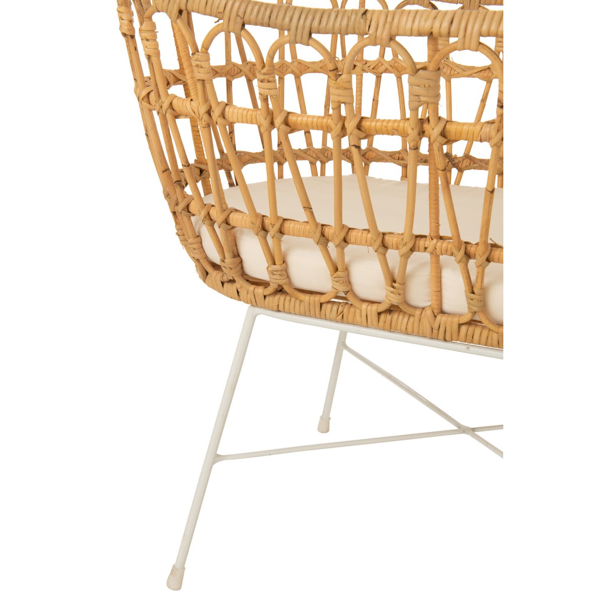 J-Line - kinderbed + matras - rotan/metaal - naturel/wit