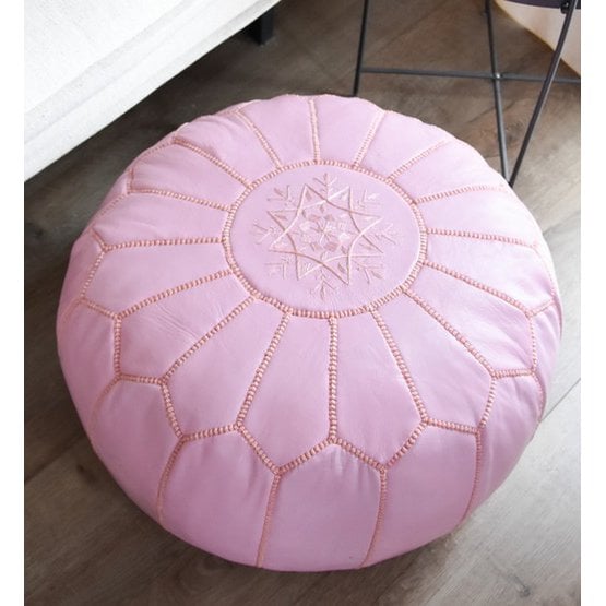 Poufs & Kissen - Lederpouf - rosa