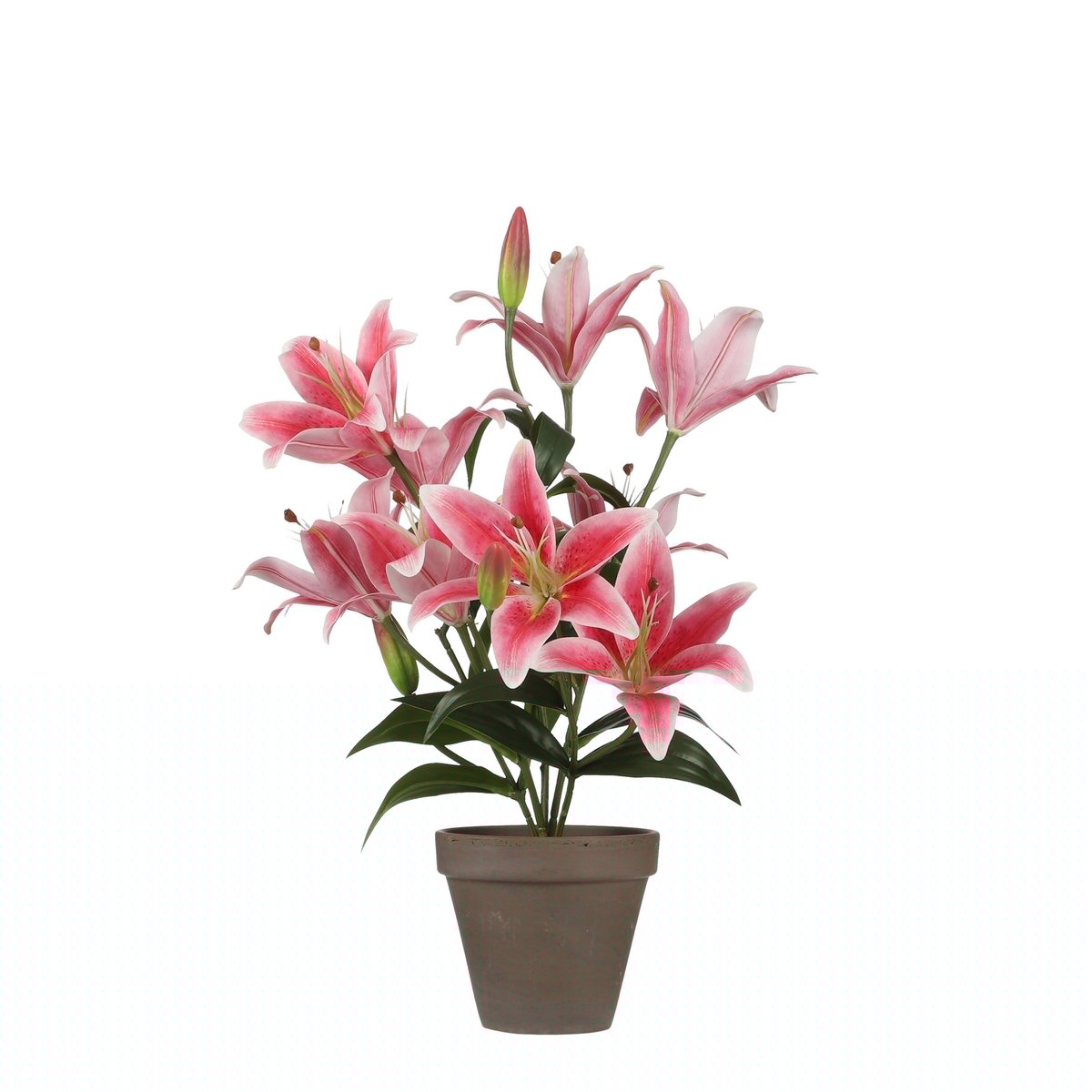 Mica Decorations - Tijgerlelie Kunstplant in Bloempot Stan - H47 x Ø45 cm - Fuchsia