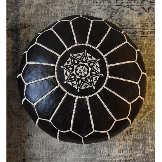 Poufs & Kissen - Lederpouf - schwarz - gefüllt geliefert