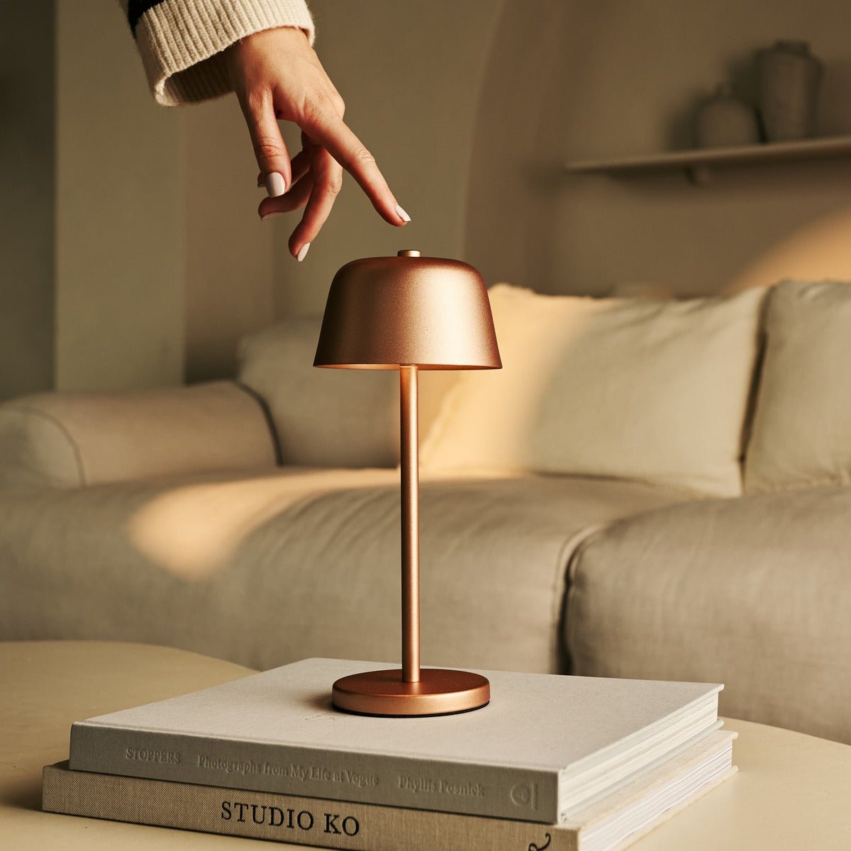 Tavellio-Amsterdam - Anton Koperen Oplaadbare Tafellamp | Stijlvolle en draadloze verlichting