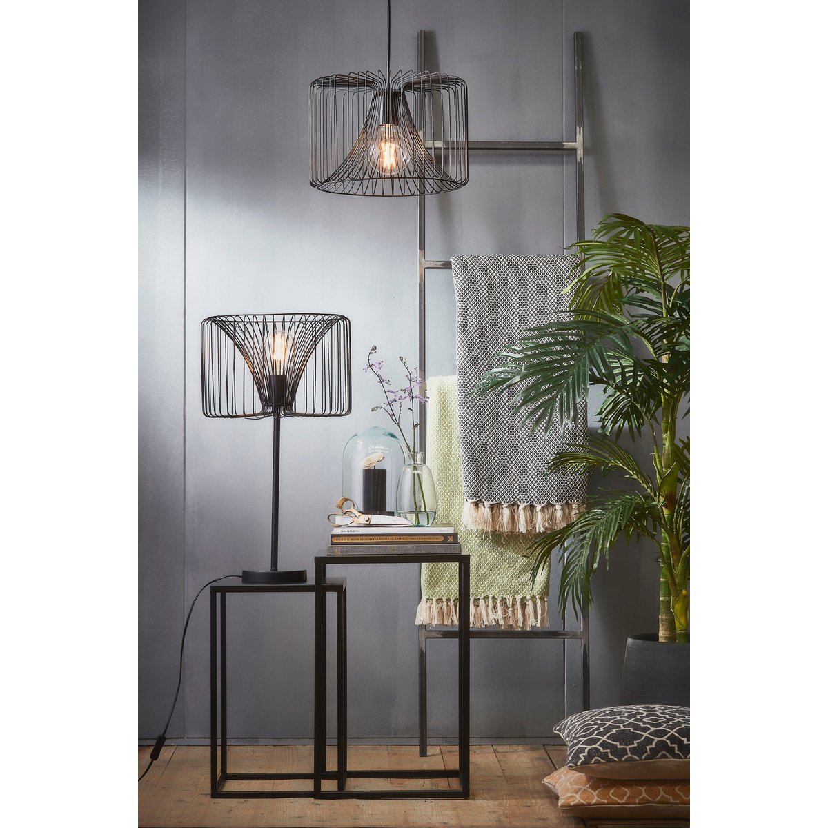 Glimmerdekorationen - Areca-Palme Kunstpflanze - H150 x Ø100 cm - grün