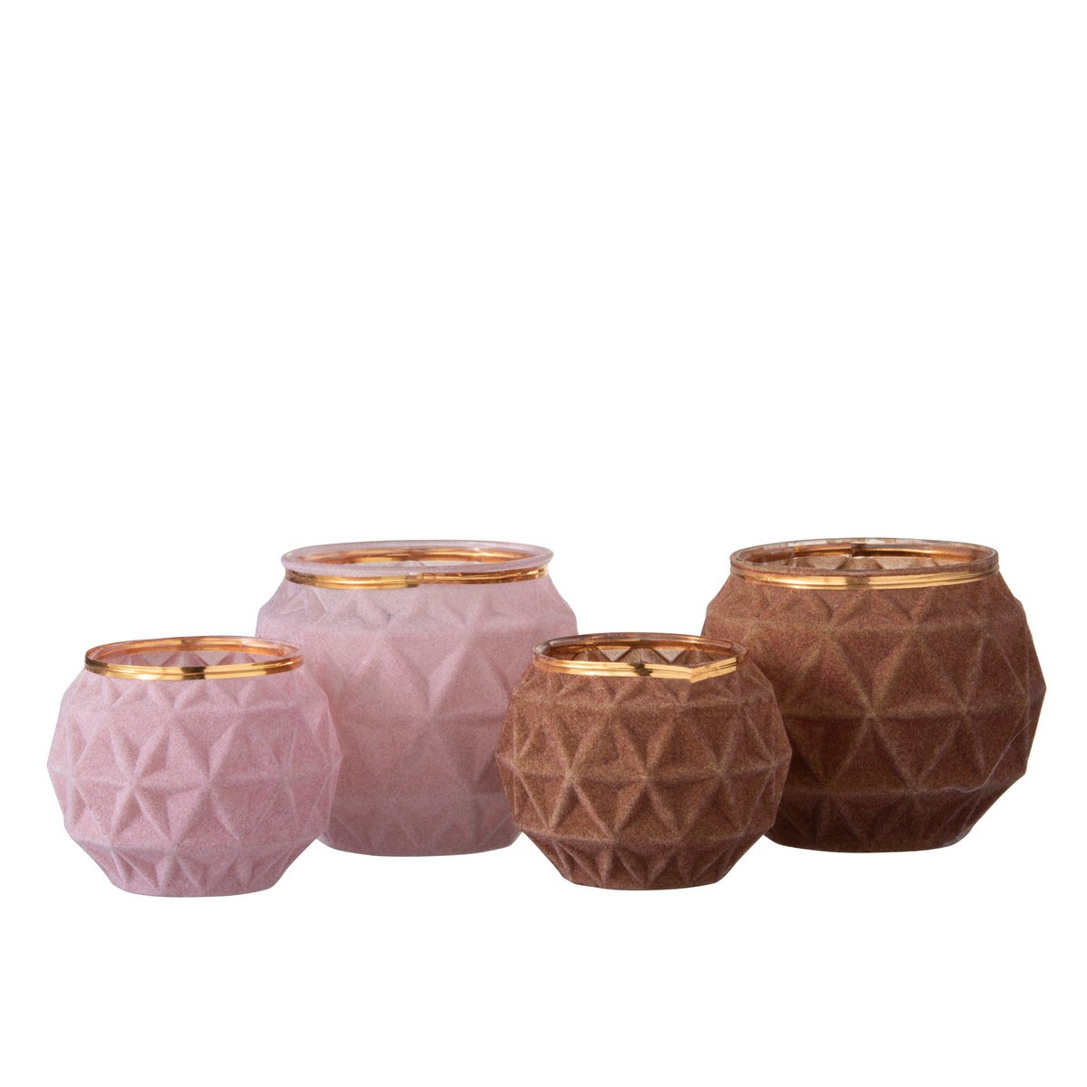 J-Line – Teelichthalter-Kugel – Glas/Samt – Ocker – Groß