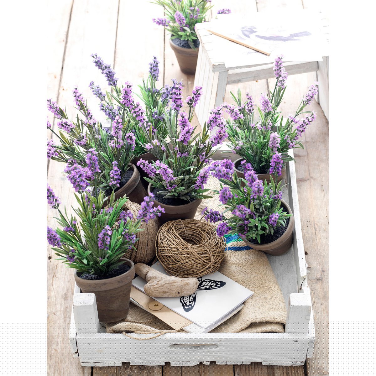 Mica Decorations - Lavendel Kunstplant in Bloempot Stan - H33 x Ø20 cm - Blauw