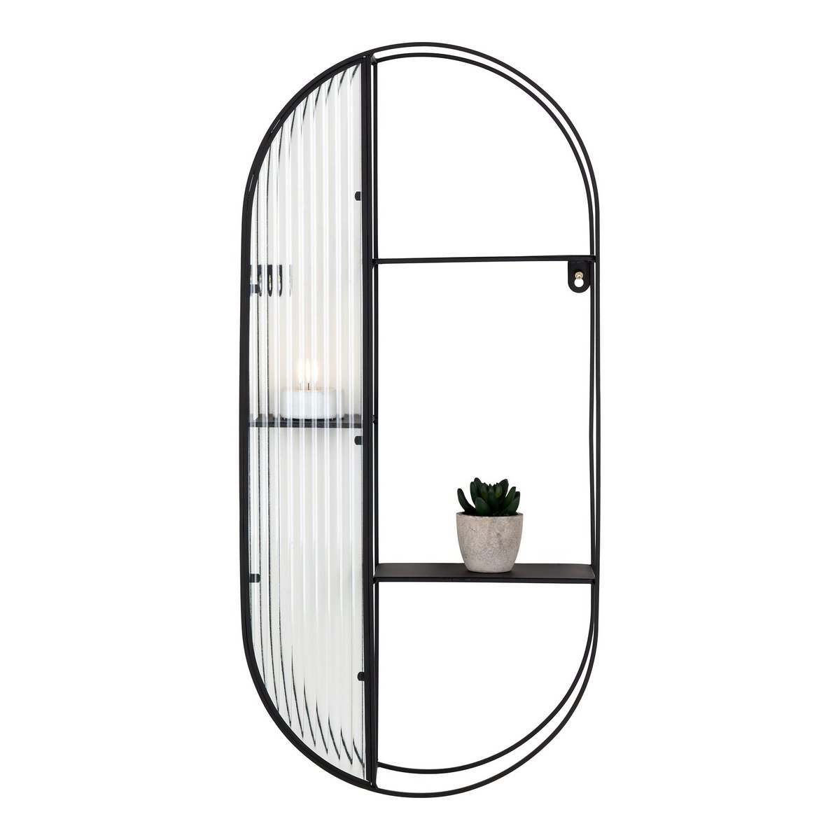 House Nordic - Newcastle Shelf - Regal, Stahl/Glas, schwarz, 3 Regale, 32x11x68 cm