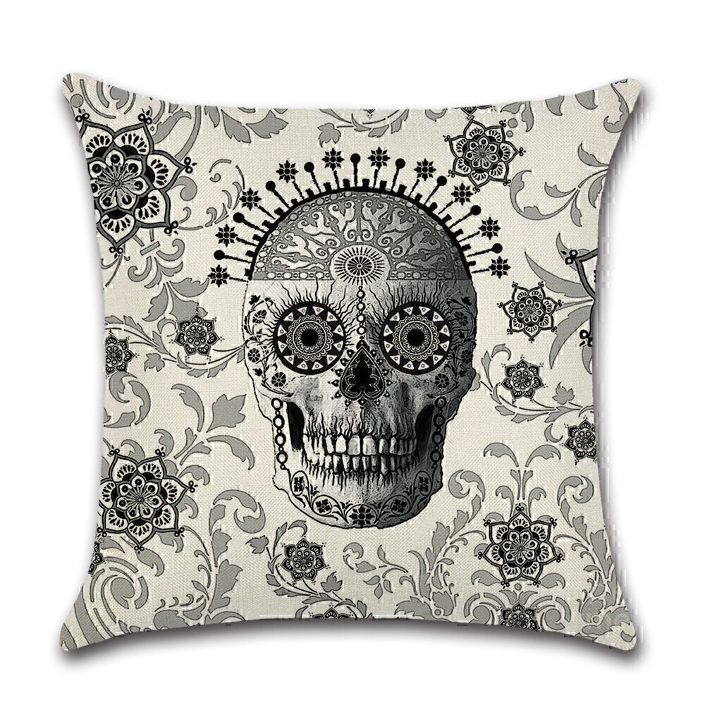 By Javy - Kussenhoes Halloween - Skull Grey