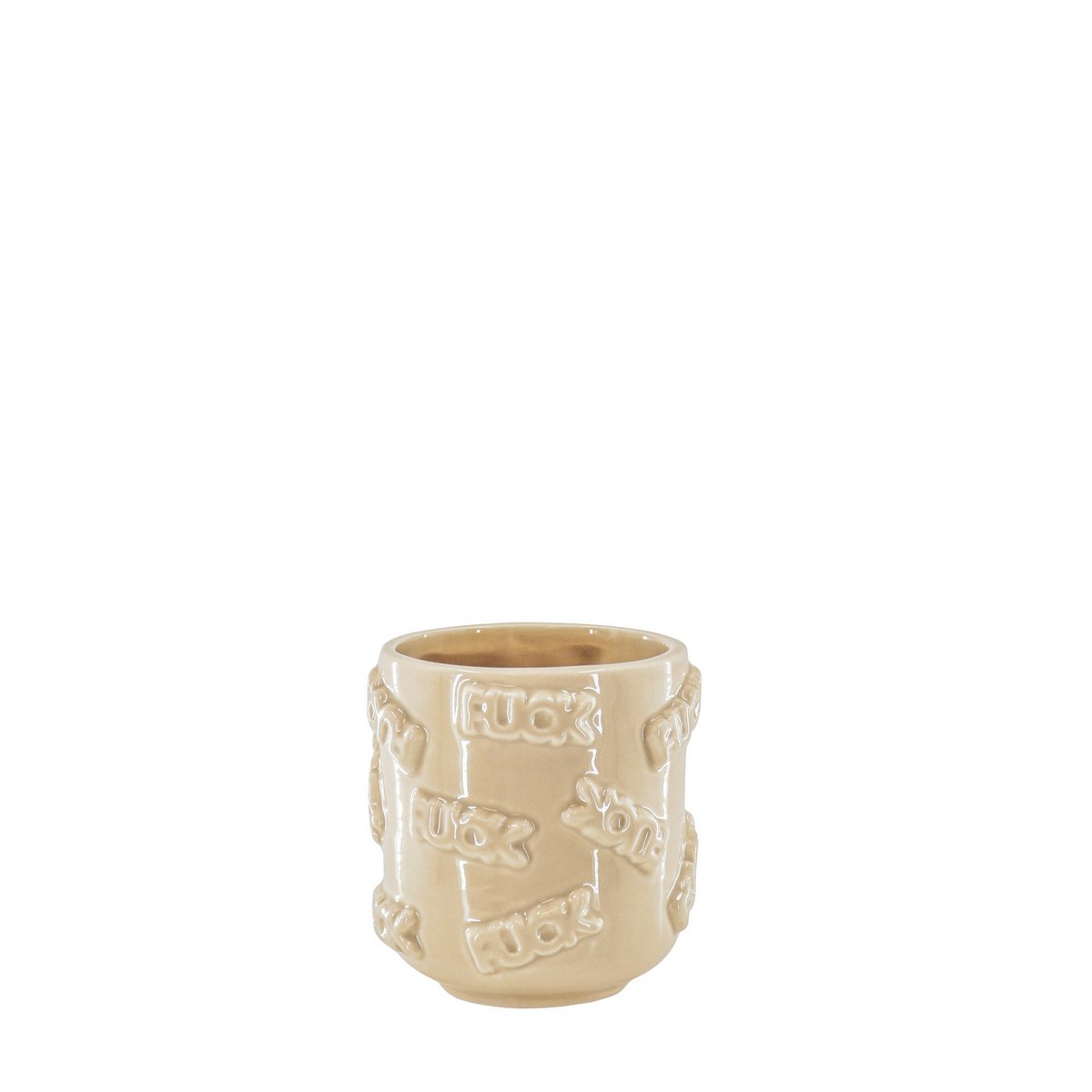 Housevitamin - Pot - 'FUCK' - Keramiek - Beige - 11x11x11,5cm