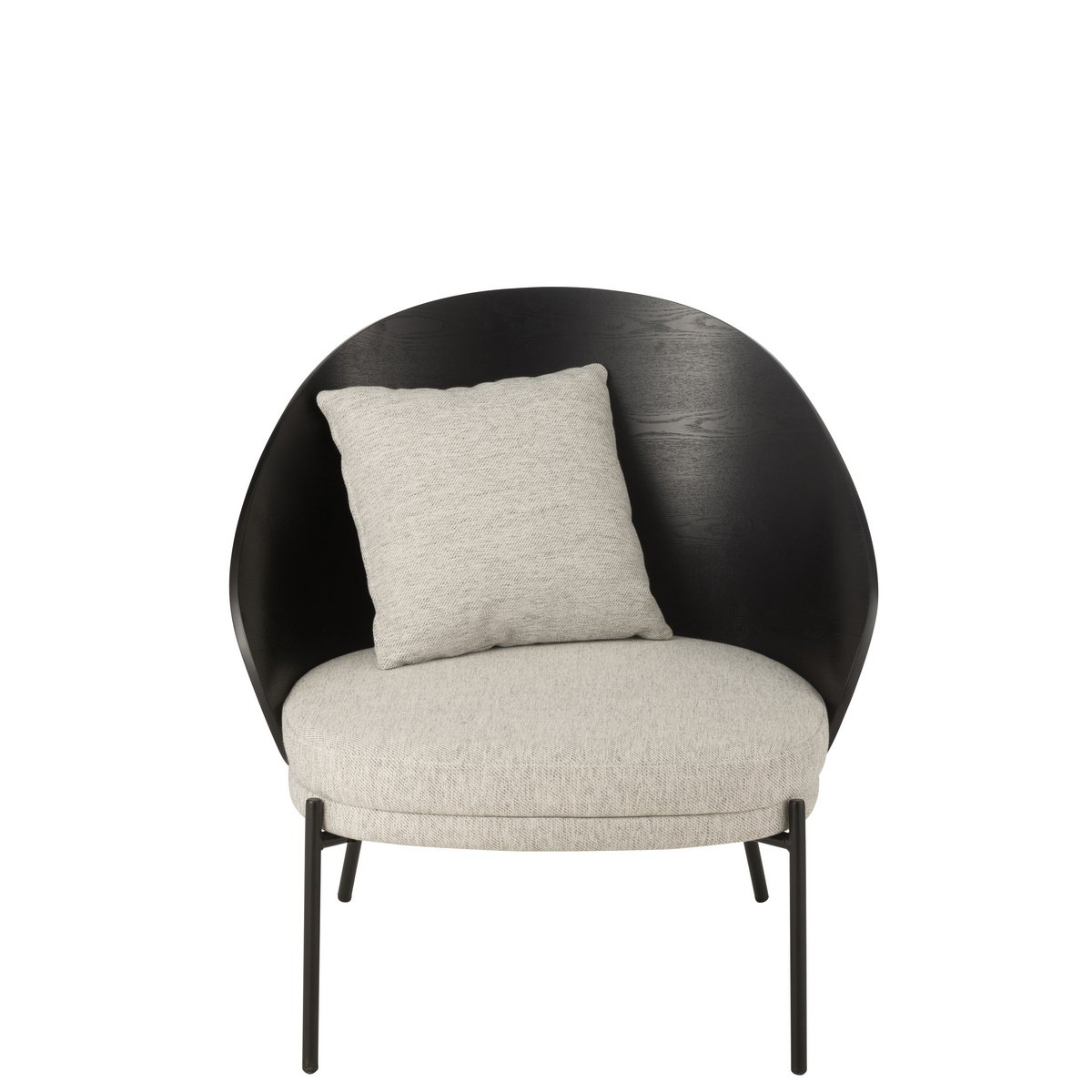 J-Line – Loungesessel Lone Holz/Metall Schwarz/Grau