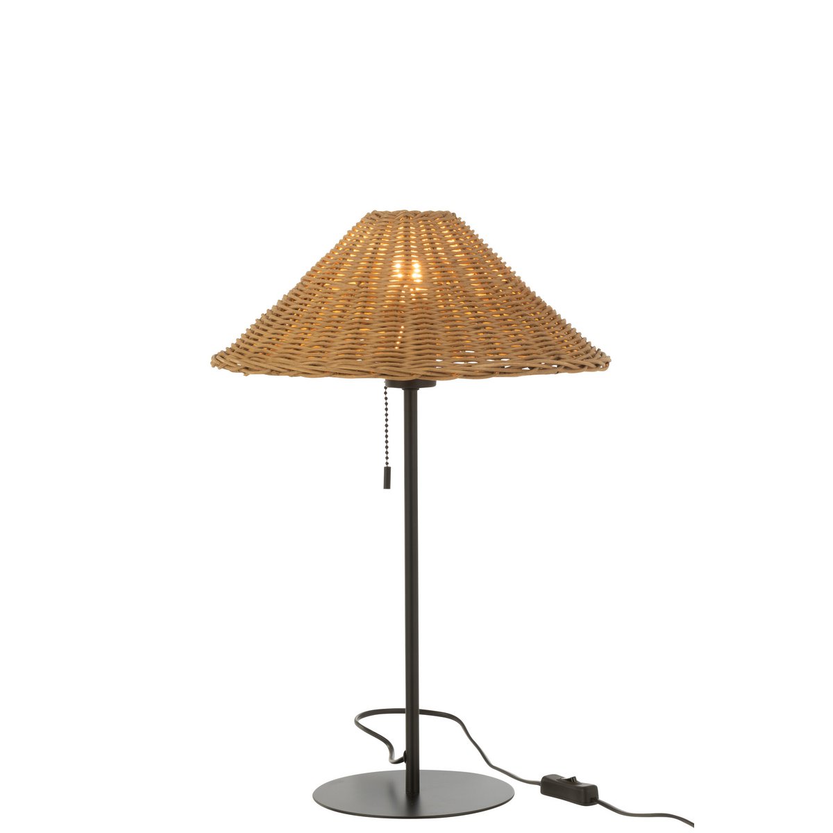 J-Line - Tischlampe - Metall/Rattan - Schwarz/Natur