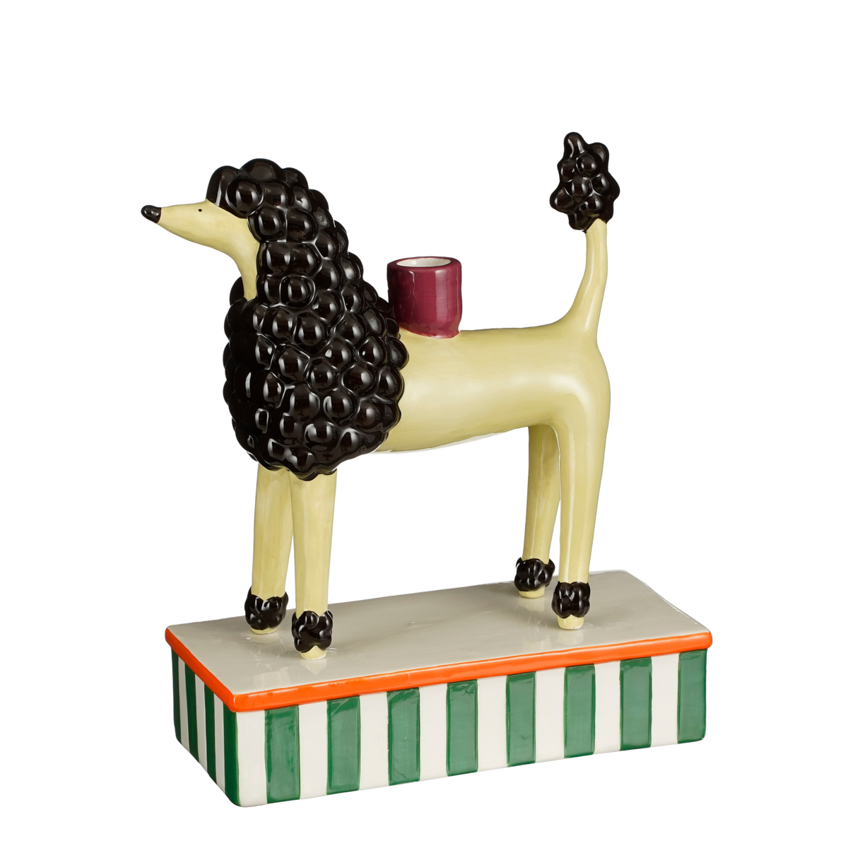 Mica Decorations - Kandelaar Hond - L23,5 x B10,5 x H28,5 cm - Keramiek - Lichtgeel