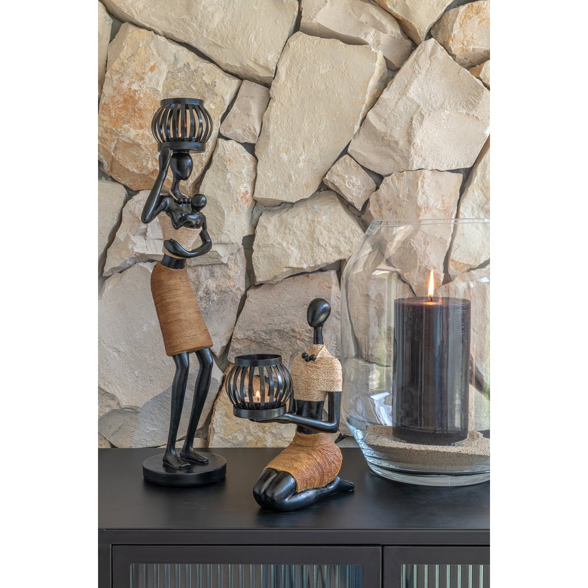 J-Line - Vase Lilou Glas Transparent Klein