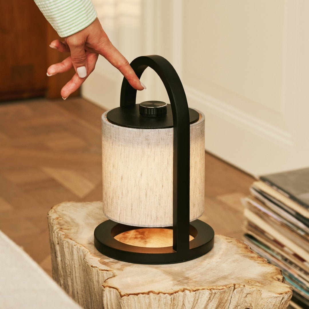 Tavellio-Amsterdam - River Black & Gray Wooden oplaadbare lamp - Dimable & snateloze licht