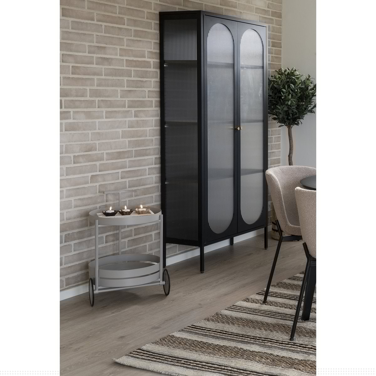 House Nordic - Beja Bar Trolley - Barwagen, Stahl, kühles Grau, 2 Regale, 40x49,5x61 cm