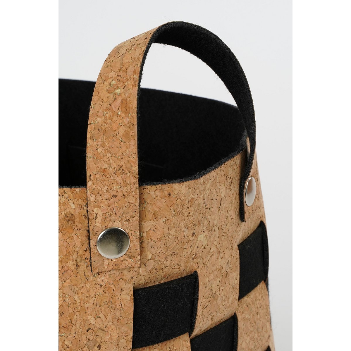 Mica Decorations – Aufbewahrungskorb – 3er-Set – L40 x B30 x H30 cm – Kork/Filz – Schwarz