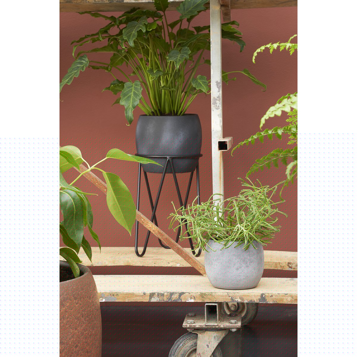 Glimmerdekorationen - Pflanzenständer - H39 x Ø30 cm - Metall - Schwarz