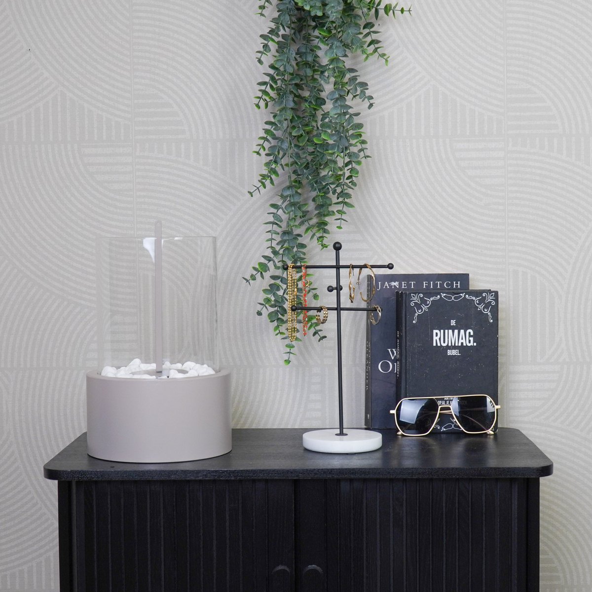 Housevitamin - Tafelbrander - Ronde - Metaal/glas - taupe - 18x18x26,5 cm