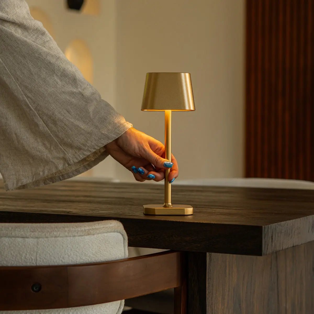 Tavellio-Amsterdam - Ava Goud - Oplaadbare tafellamp | Stijlvol, draadloos en dimbaar